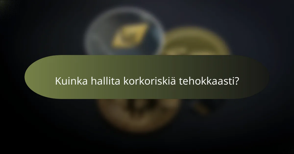 Kuinka hallita korkoriskiä tehokkaasti?