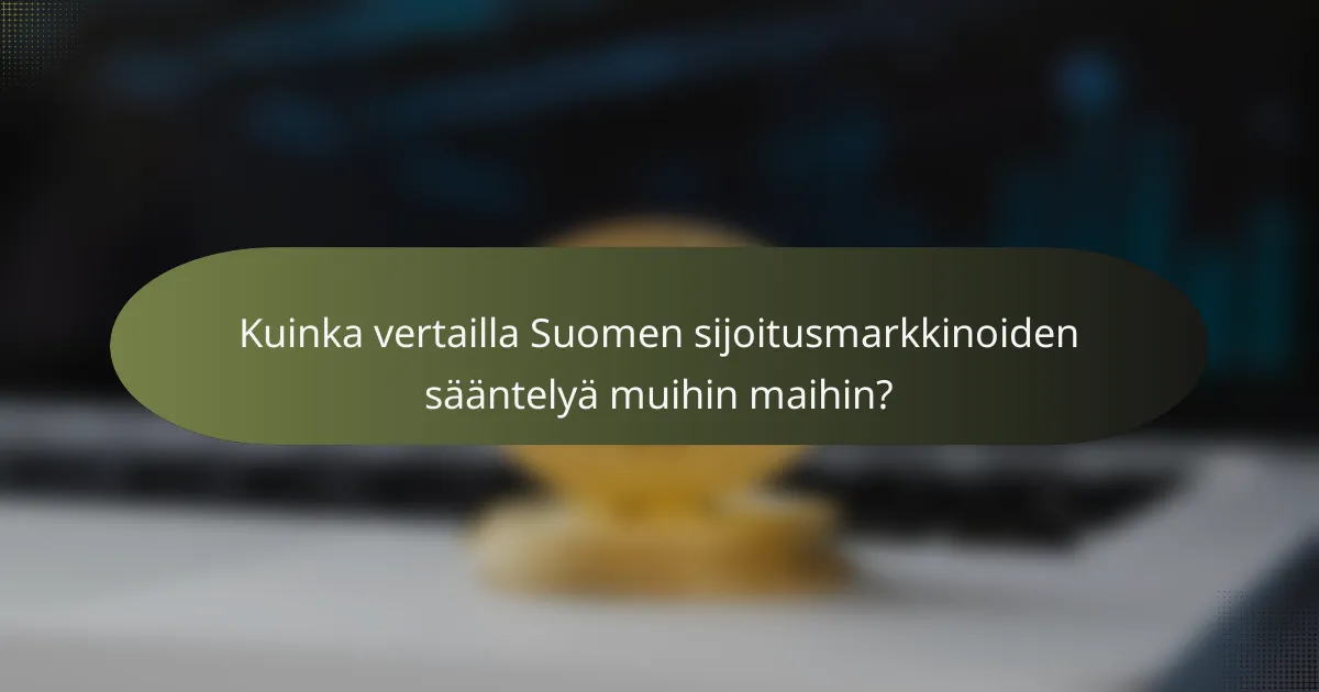Kuinka vertailla Suomen sijoitusmarkkinoiden sääntelyä muihin maihin?