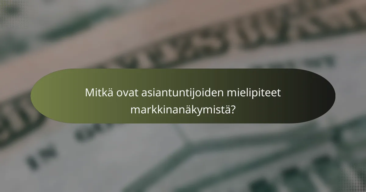 Mitkä ovat asiantuntijoiden mielipiteet markkinanäkymistä?