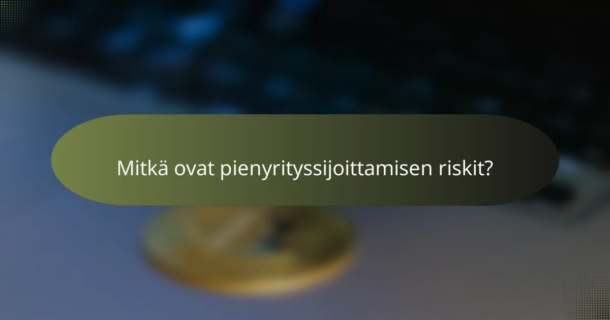 Mitkä ovat pienyrityssijoittamisen riskit?