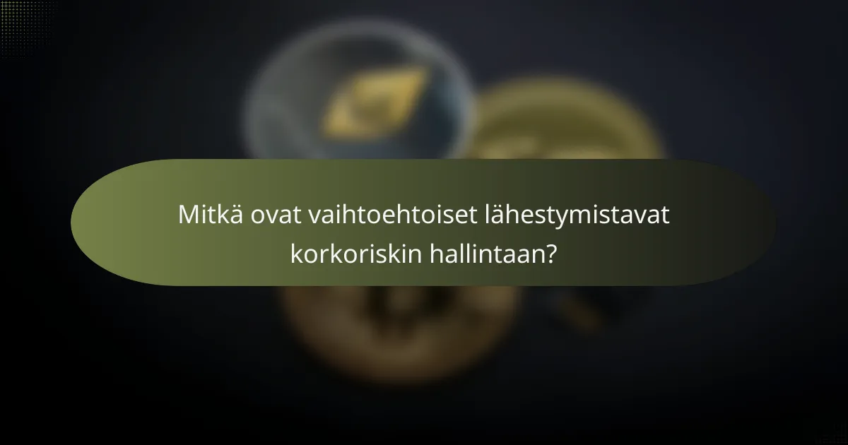 Mitkä ovat vaihtoehtoiset lähestymistavat korkoriskin hallintaan?